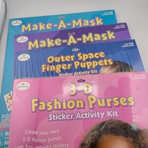 VTG NOS Hallmark Activity Kit Bundle 4 Make-A-Mask Purses Space Puppets Stickers